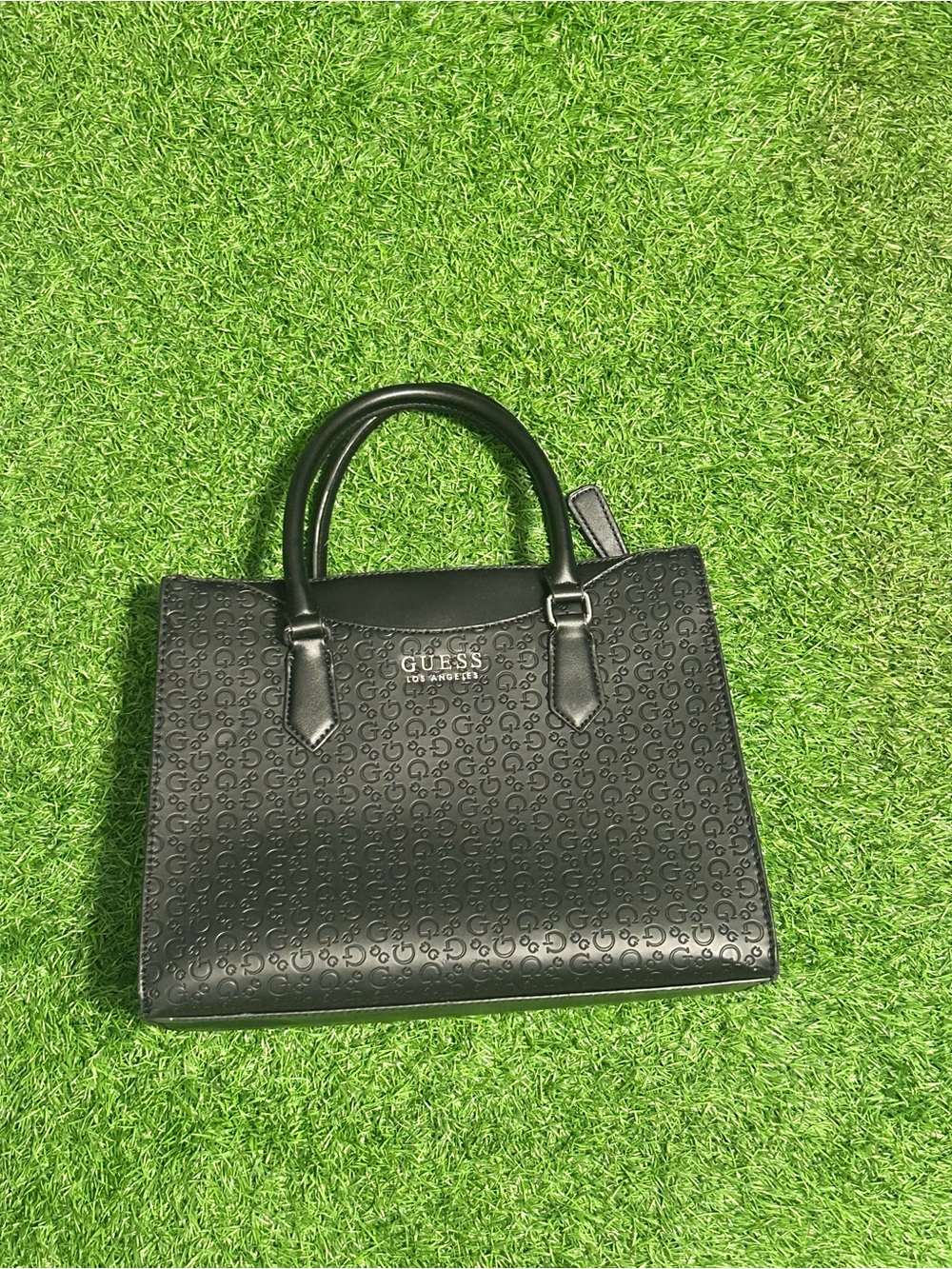 GUESS Black Embossed Logo Satchel